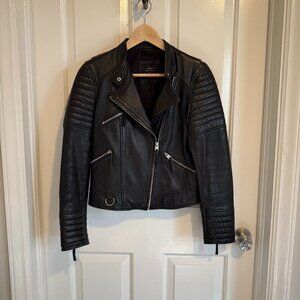 Zara Genuine Sheep Leather Moto Jacket, Size Medium